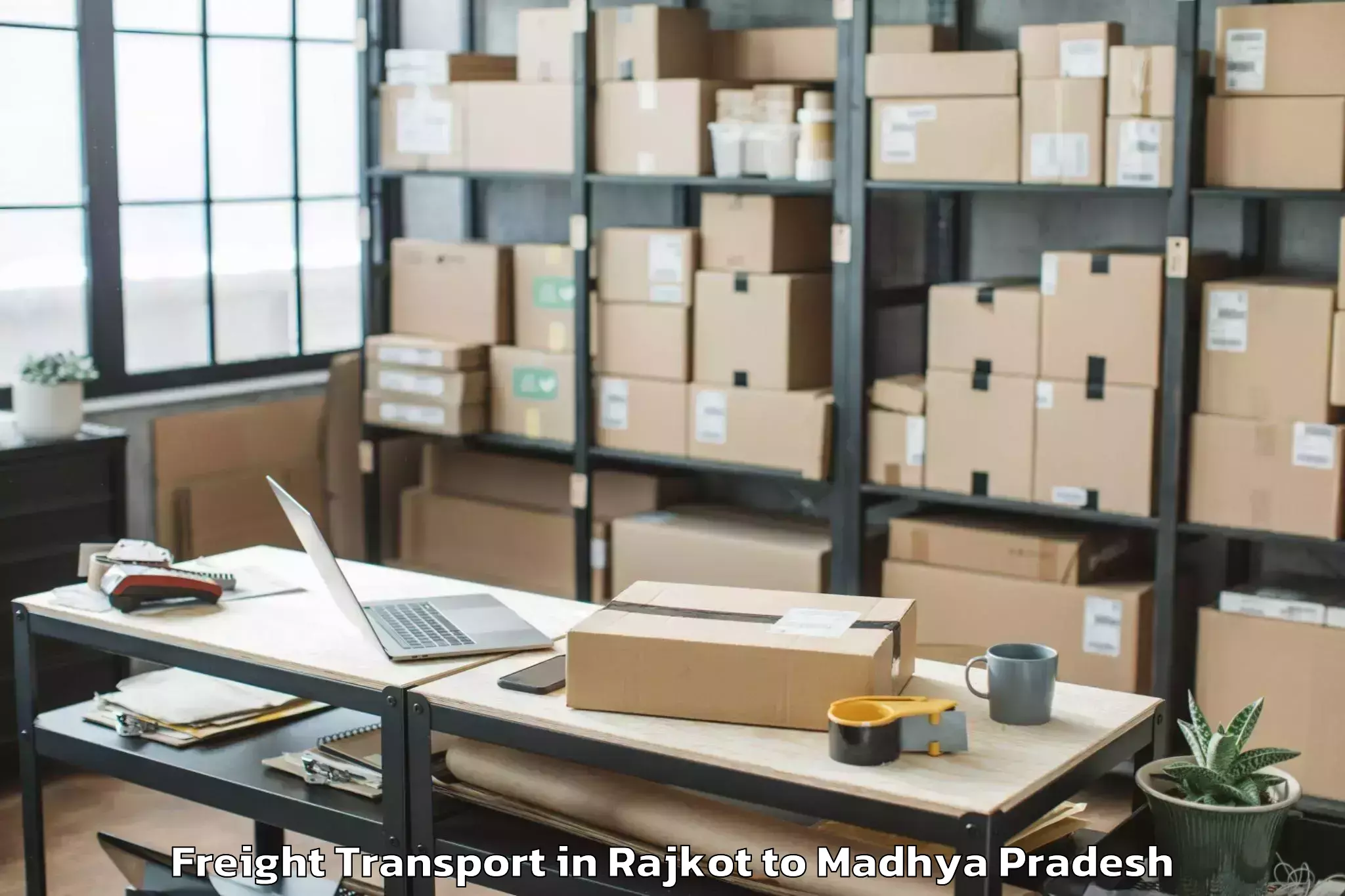 Professional Rajkot to Chanderi Freight Transport